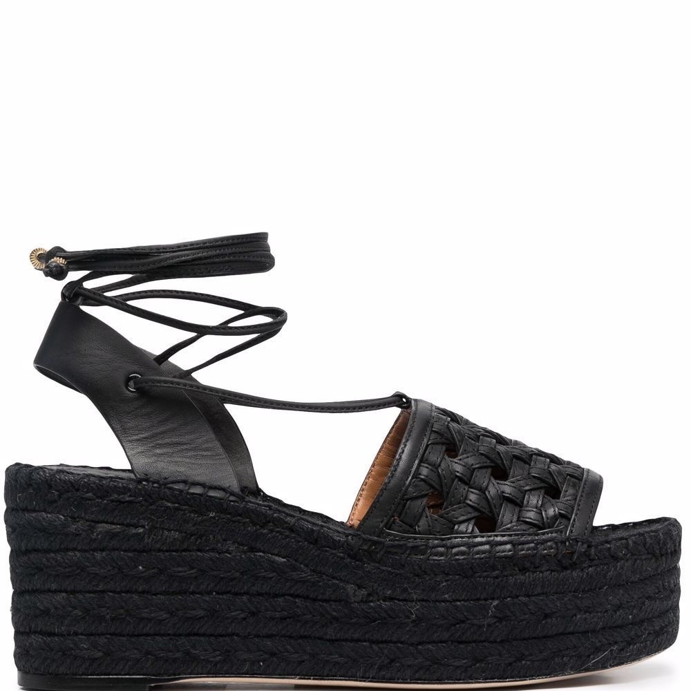 TORY Burch woven raffia wedge sandals size 8
